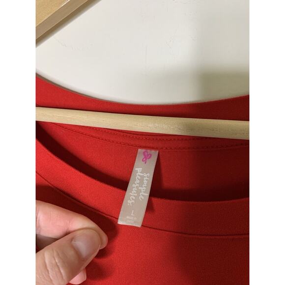 Simple Pleasures Womens Size L Long Sleeve Shirt Merry and Bright Christmas Red - Picture 6 of 7